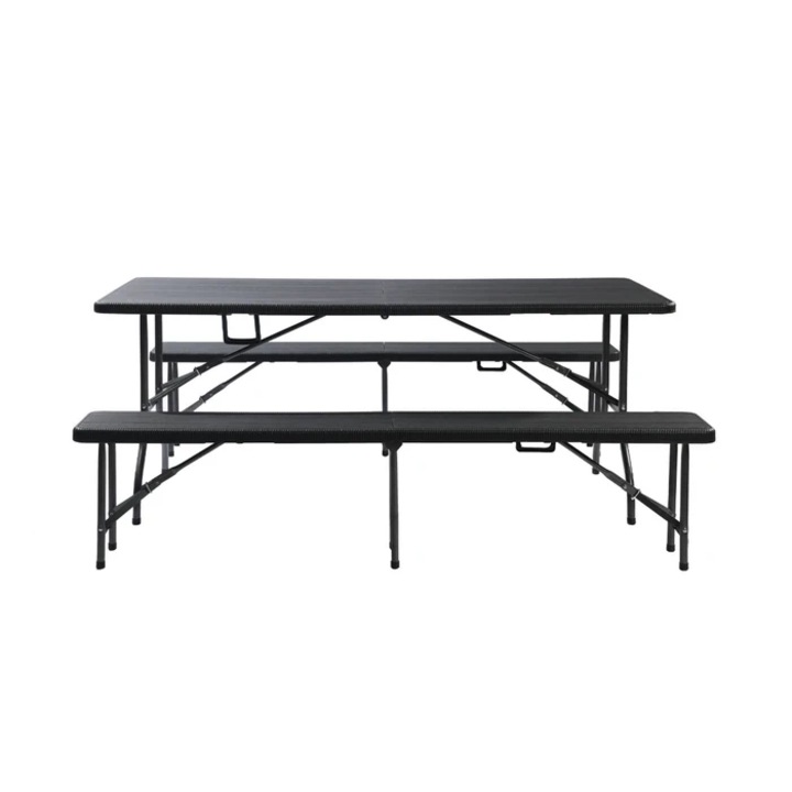 DacEnergy sörfőző szett, fémből és műanyagból, téglalap alakú asztal, könnyen szállítható, összecsukható, 2 paddal, 180 x 75 x 73 cm, fekete