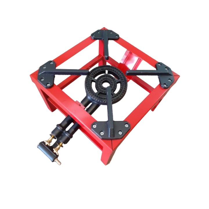 Arzator din fonta cu cadru metalic, 2 focuri