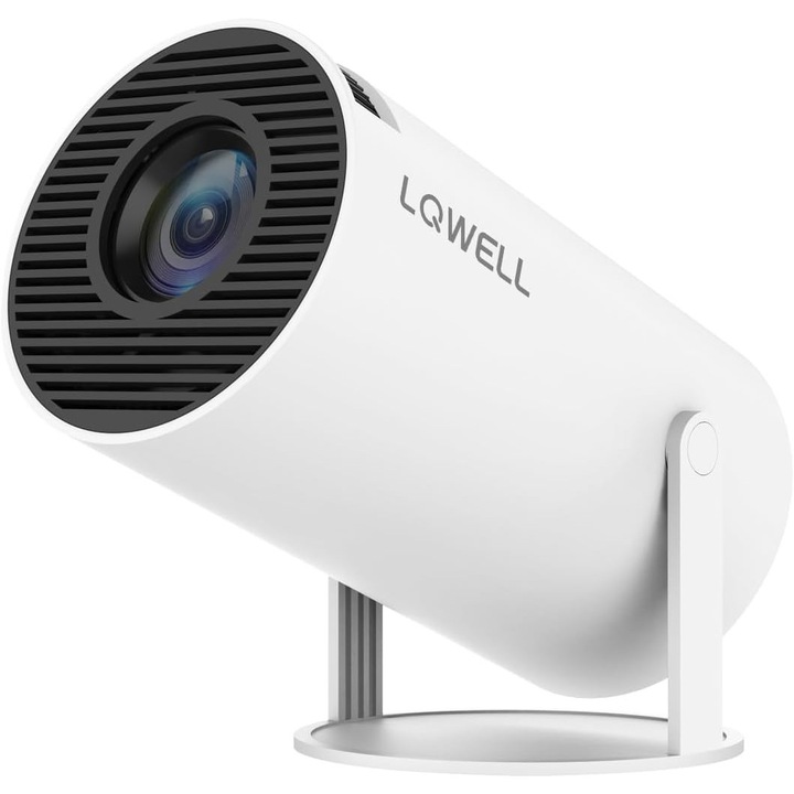 LQWELL mini projektor, WiFi 6, Bt 5.0, 180 fok, 4K, fehér