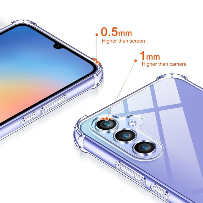 Husa de protectie Anti-Shock compatibila cu Samsung Galaxy A15 4G / A15 5G, TPU, Slim Design, Protectie camera, Transparent