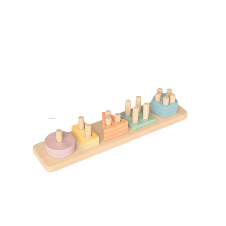 Jucarie de sortare pentru copii, Sweety Fox, din lemn, Multicolor