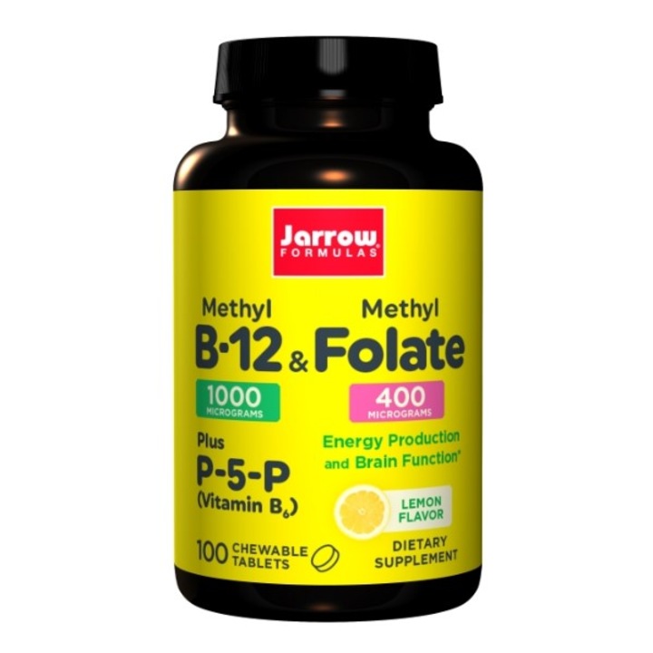 Supliment alimentar, Jarrow Formulas, Methyl B-12 + Methyl Folate, aroma lamaie, 100 tablete