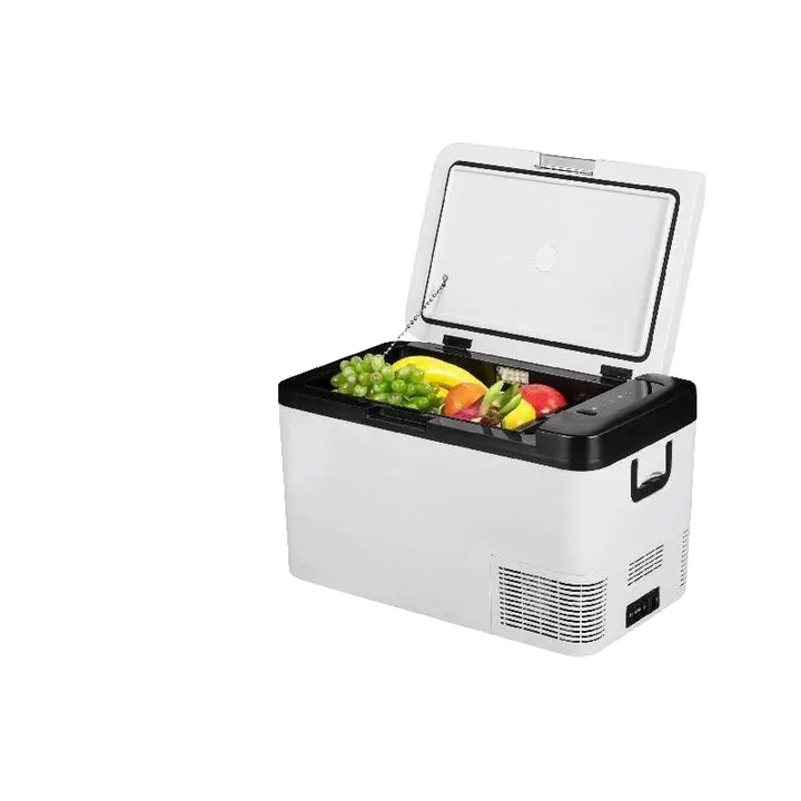 Преносим хладилник за кола, 25L, бързо охлаждане, управление чрез приложение, тъмно син, 585x335x350mm