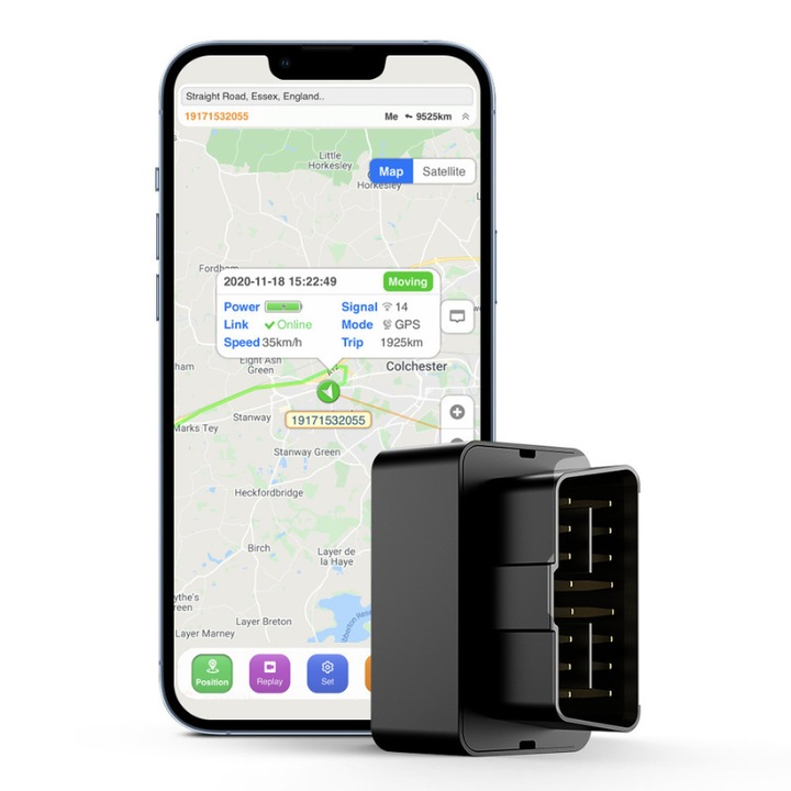 GPS проследяващо устройство MaGeCa ST-902A, Plug and Play с OBD интерфейс, устройство за проследяване на автомобили, проследяване и мониторинг в реално време, 2G SIM, без инсталация, мобилно и уеб приложение, 150 mAh резервна батерия