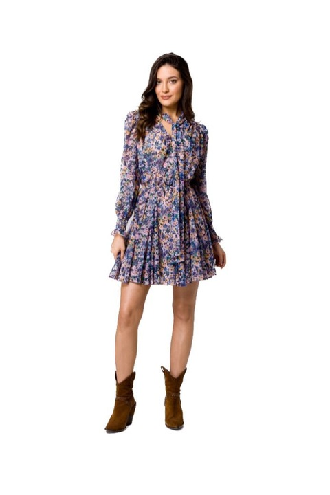 Rochie florala de dama, Makover, Samiet, albastra inchis, S