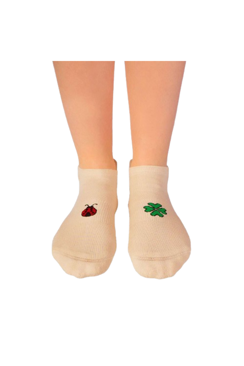 Sosete Scurte din Bumbac organic Active Day cu Trifoi si Buburuza