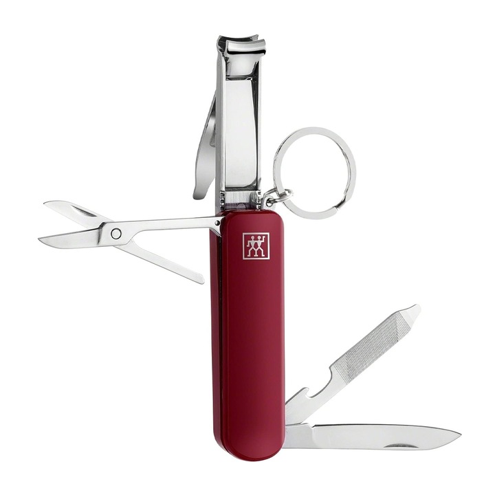 Многофункционален инструмент Zwilling 9381621 10-179, Грижа за ноктите, 4 инструмента, 8 см, Червен