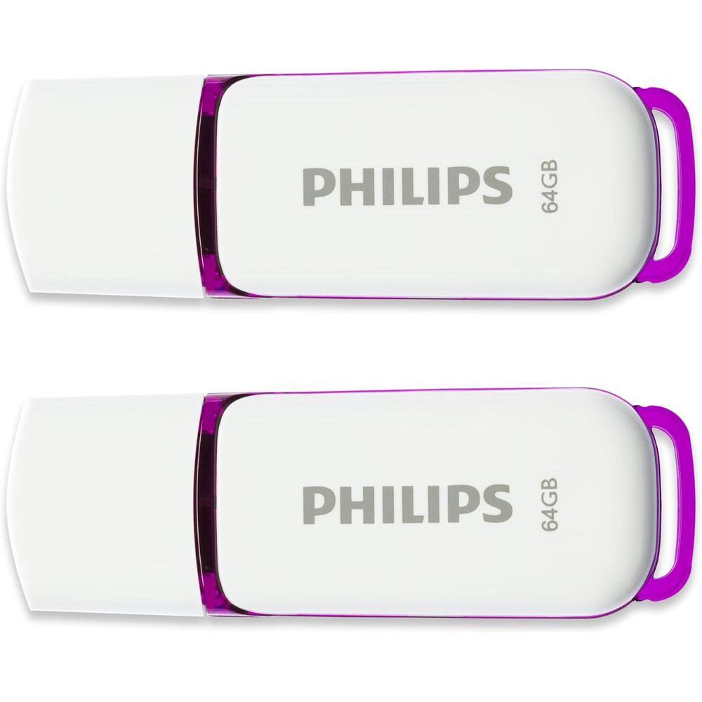 Stick USB Philips USB 2.0, pachet de 2, 64GB Snow Edition Alb/Mov - eMAG.ro