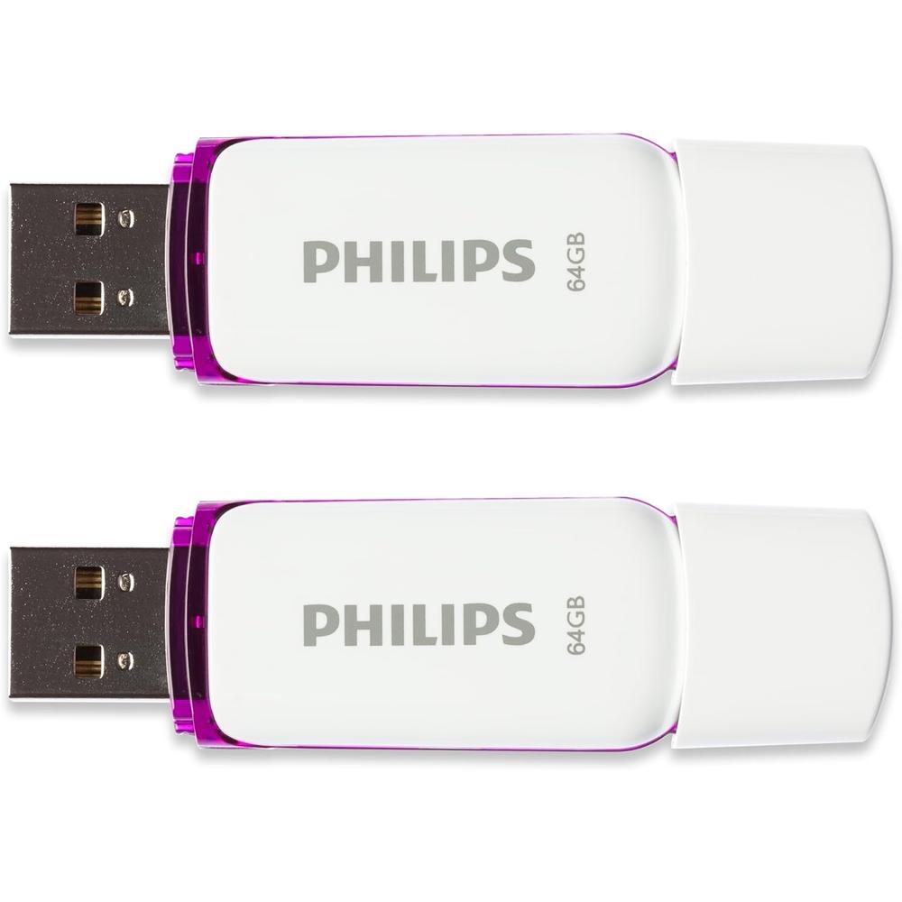 Stick USB Philips USB 2.0, pachet de 2, 64GB Snow Edition Alb/Mov - eMAG.ro