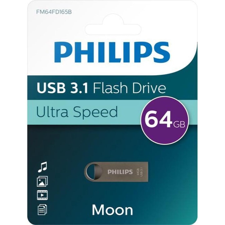 Stick USB Philips FM64FD165B/00, 64GB, USB 3.1 Gri
