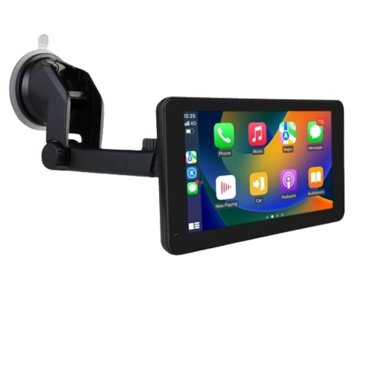 Accesoriu electronic auto, ecran tactil 7 inchi, conectivitate Carplay si Android Auto, WIFI, Bluetooth, suport camera marsarier, 50x60cm