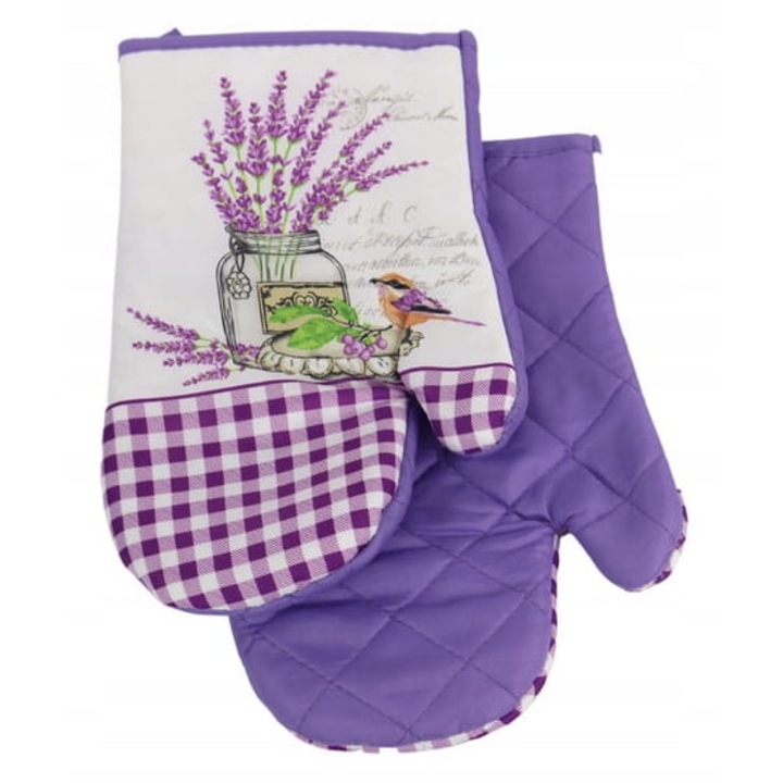 Euromat Lavender II konyhai kesztyű, 2 db-os szett, szigetelt, mágneses, lila, 18x27cm