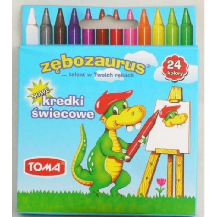 Set creioane cerate Toma Zebozaurus, 24 culori, multicolor, 100x115x16mm