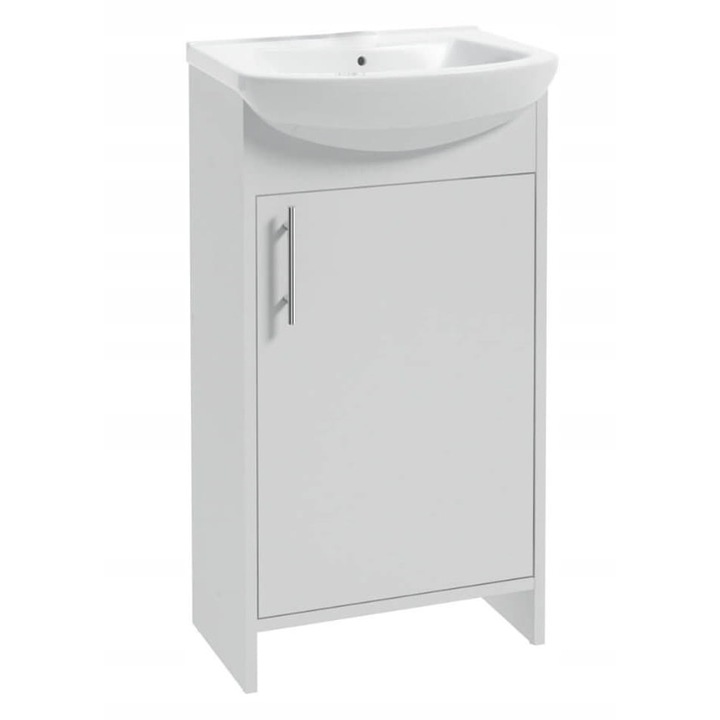 Dulap de baie cu chiuveta, alb, in picioare, Domodomo 85x45 cm