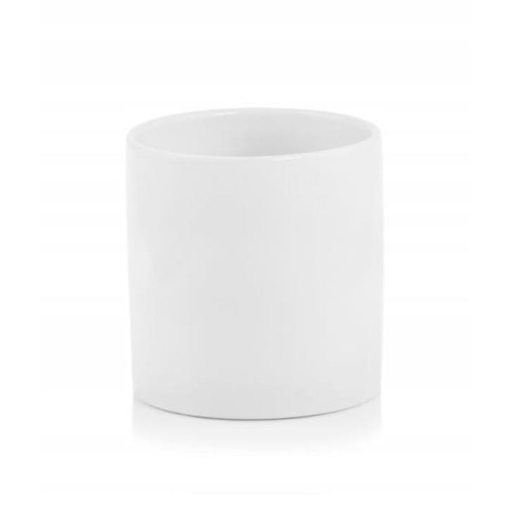 Ghiveci ceramic Polnix, cilindric, alb, 8x8cm