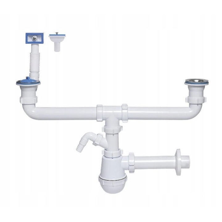 Сифон за мивка, Tycner, 70 мм, с метална решетка, бял