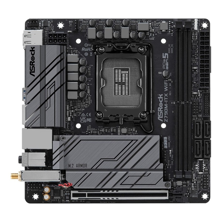 Дънна платка ASROCK Z790M-ITX WiFi, Mini ITX, LGA 1700, DDR5-SDRAM, Wi-Fi, 170x170mm