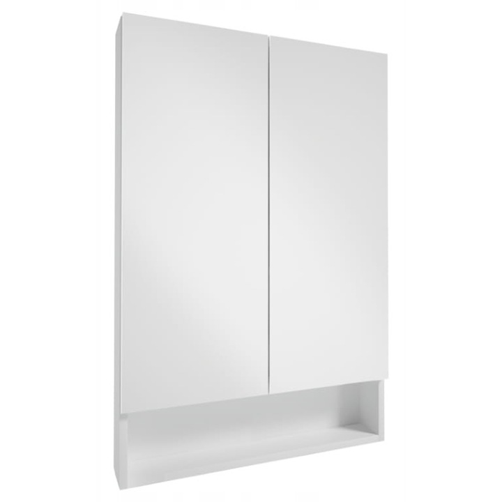 Dulap baie cu oglinda DomoDomo Lupo, suspendat, alb, 60.5x91cm