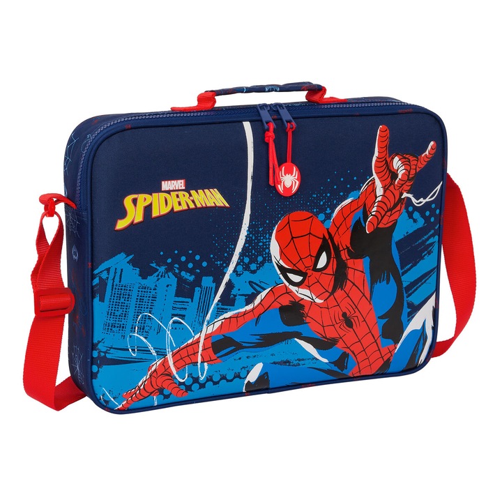 Spiderman iskolatáska, neon, sötétkék, 38 x 28 x 6 cm