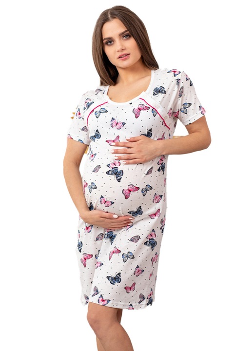 Camasa alaptat, Formommy, Butterfly, Din bumbac, Cu nasturi, Masura L, White