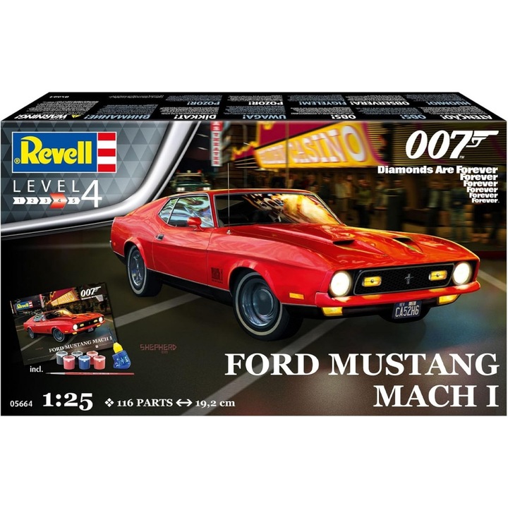 Modellkészlet, Revell, Ford Mustang Mach 1, James Bond 007, Diamonds Are Forever, 129 darab