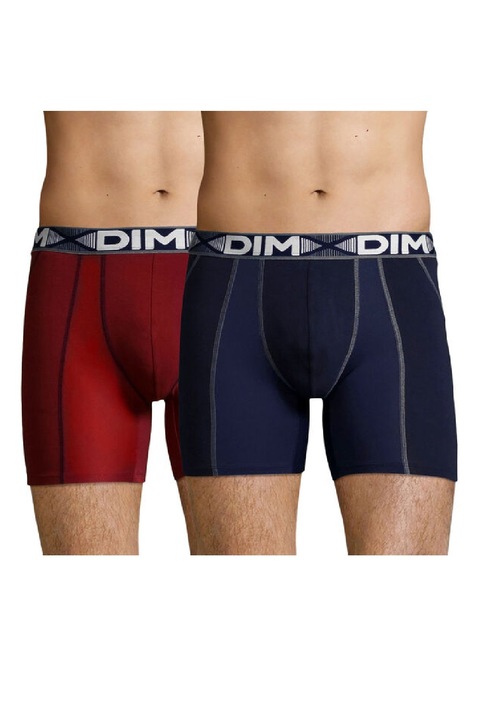 Boxeri pentru barbati, DIM, 2 perechi Bumbac elastic, Rosu/Bleumarin