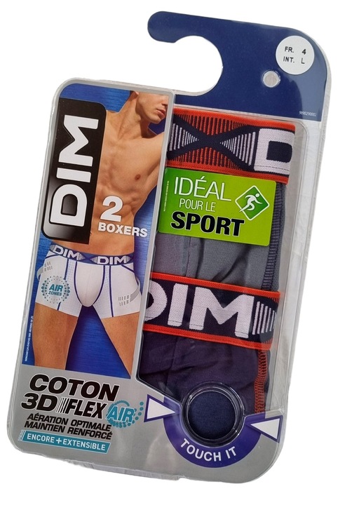 Boxeri pentru barbati, DIM, 2 perechi Bumbac elastic, Gri inchis/Bleumarin