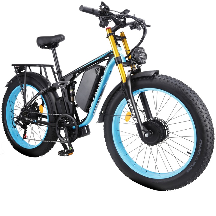 Elektromos kerékpár KETELES K800PLUS, 2000 W, 26", 2x23 Ah, 7 sebesség, 55 km/h，kék