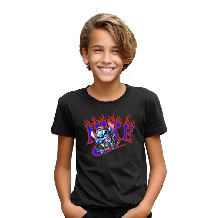 Tricou copii Skater Stitch, Negru