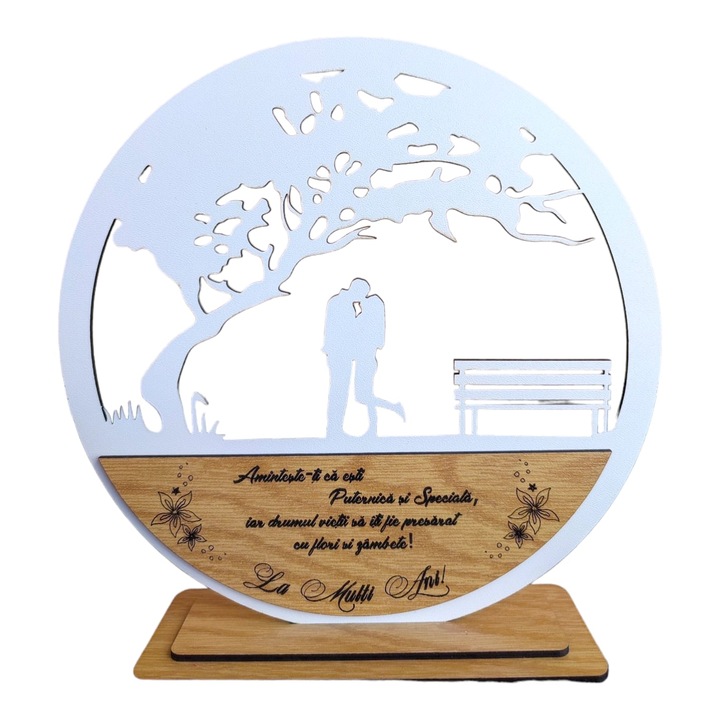 Decoratiune tablou copacul, blank pentru licheni stabilizati, personalizat cu mesaj standard pentru, familie, fini, nasi, "Aminteste-ti ca esti puternica si speciala..." dimensiune 20cm, model 3, alb