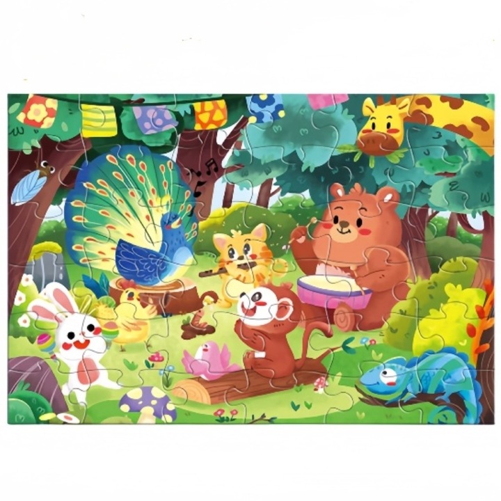 Puzzle gyerekeknek, Erdei Koncert, Karton, 36 db, Többszínű