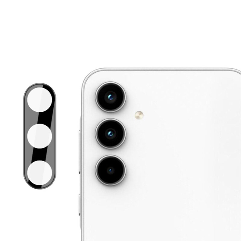 Folie de protectie pentru camera compatibila cu Samsung Galaxy A55 5G, Sticla securizata, Rezistenta la zgarieturi, Protectie completa, Negru