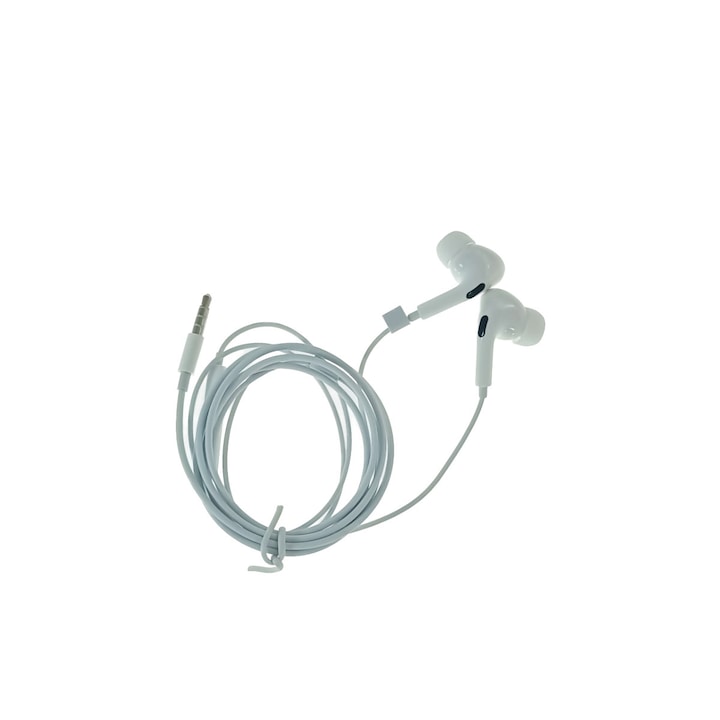 Casti stereo in-ear cu microfon, Jellico EP3A, conector Tip Jack 3.5 mm tata, control pe fir, lungime cablu 120 cm, albe