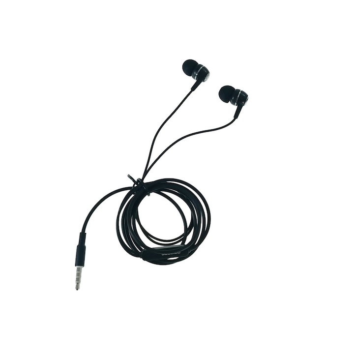Fülbe helyezhető sztereó fejhallgató mikrofonnal, Sport füldugó Jellico CT-21, Jack 3,5 mm-es dugós csatlakozó, vezetékes vezérlés, kábelhossz 120 cm, fekete