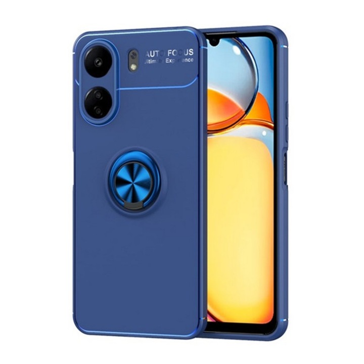 Gigapack szilikon mobiltelefon tok, asztali tartó, tartógyűrű, 360°, mágneses, sötétkék, kompatibilis: Xiaomi Poco C65 / Redmi 13C 4G