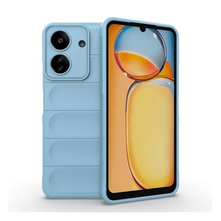 Gigapack szilikon mobiltelefon tok, ütésállóság, kameravédő, 3d, világoskék, kompatibilis: Xiaomi Poco C65 / Redmi 13C 4G
