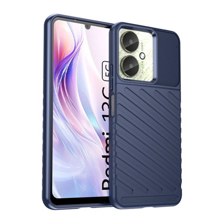 Gigapack szilikon mobiltelefon tok, ütésállóság, csíkos, dombor minta, sötétkék, kompatibilis: Xiaomi Redmi 13C 5G / Poco C65 / Redmi 13C 4G