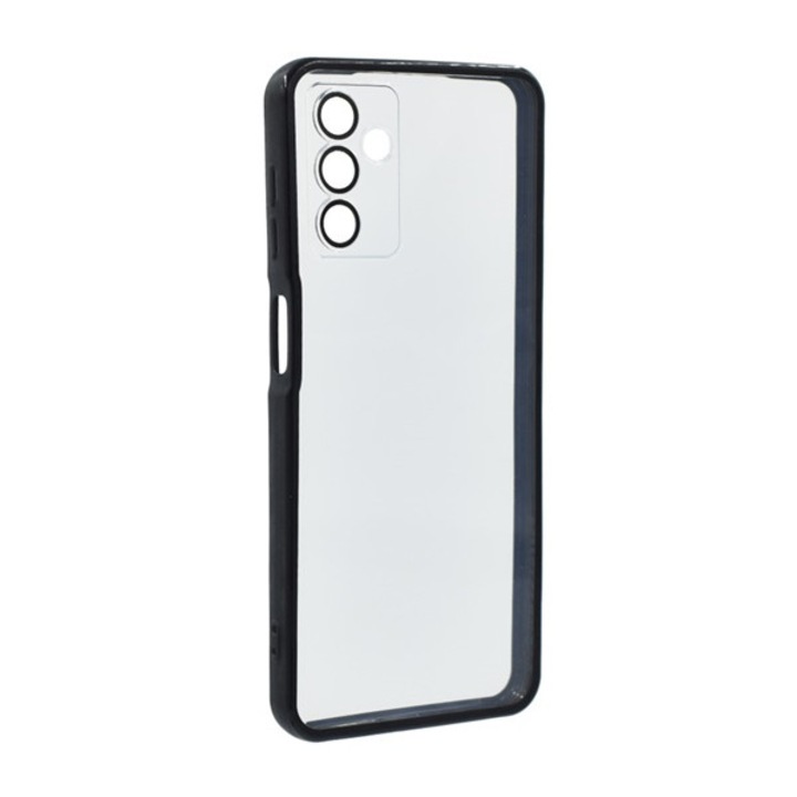 Gigapack szilikon mobiltelefon tok, ütésállóság, átlátszó hátlap, kameravédő, fekete, kompatibilis: Samsung Galaxy M13, SM-M135, / Galaxy M23, SM-M236