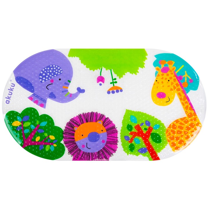 Covoras antiderapant pentru cadita Akuku Safari 69x39 cm, fixare cu ventuze, material PVC, fara BPA