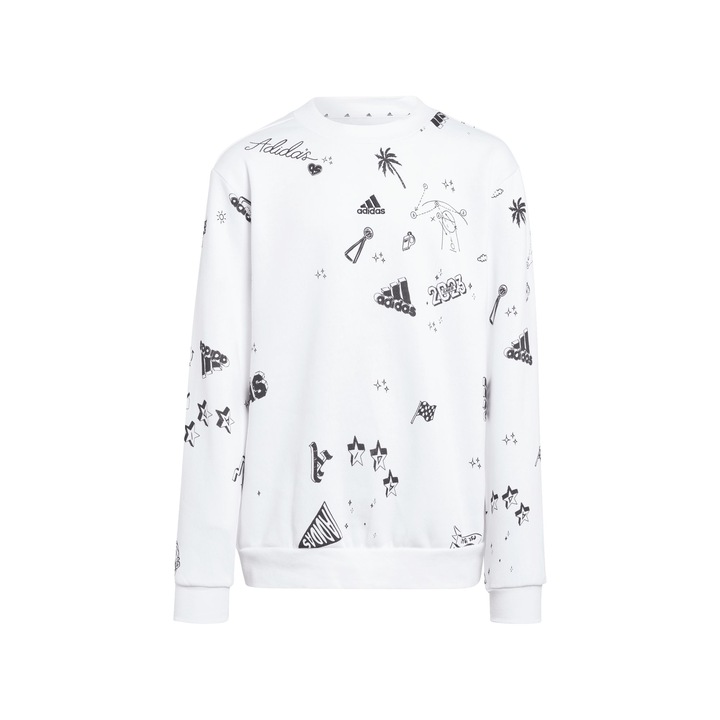 Bluza copii adidas, Bumbac, Alb, Alb