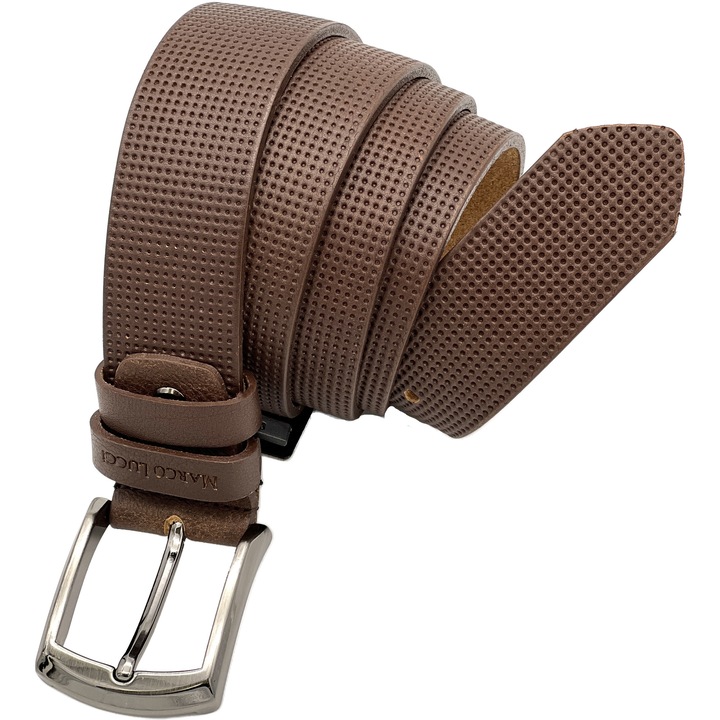 Curea De Barbati Pentru Blugi, Pantaloni Eleganti, Micutz®, Marco Lucci Premium Collection, Maro, 110