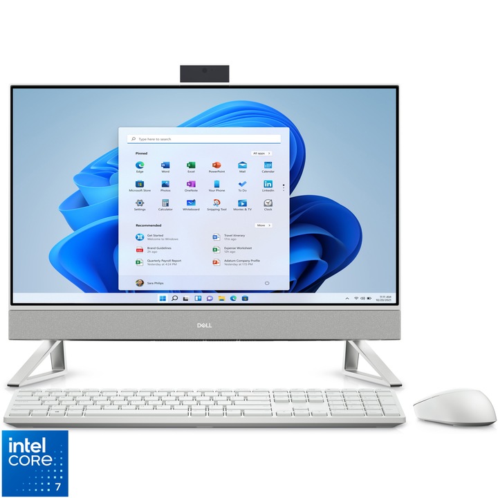 Sistem All-in-One Dell Inspiron 7730 cu procesor Intel® Core™ 7 150U pana la 5.40 GHz, 27", Full HD, 32GB DDR4, 1TB SSD, NVIDIA® GeForce MX570A 2GB GDDR6, Windows 11 Pro, Pearl White, 3 Onsite Hardware Service Extension