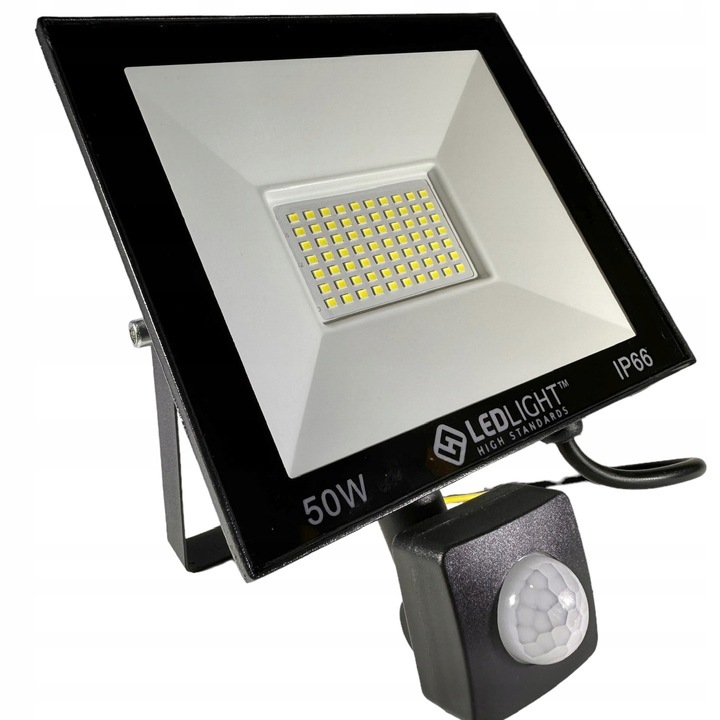 50 W LEDLIGHT LED projektor, 4000 lm, IP 66, mozgás- és szürkületérzékelő, vékony, hideg fehér 6500 K, halogén, reflektor, tetőablak, világítási reflektor