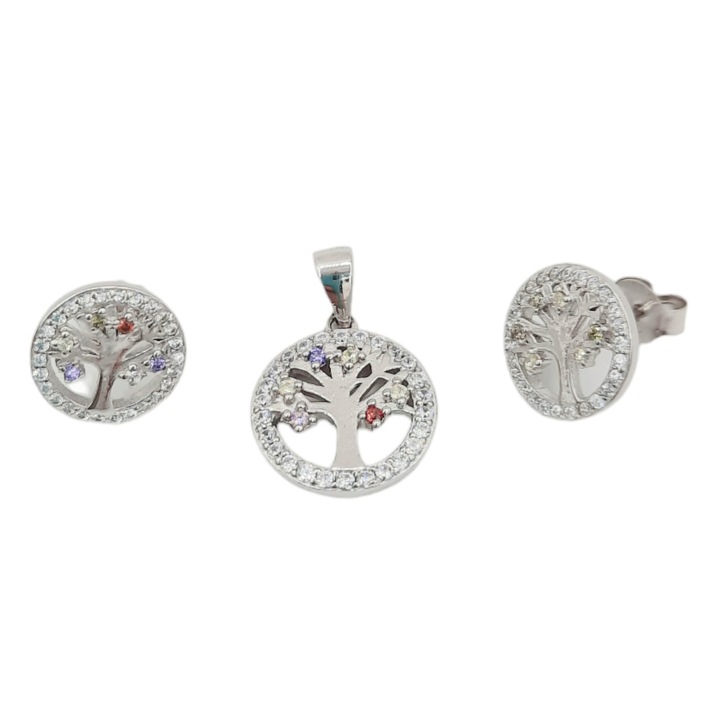 Set Cercei, Pandant Argint 925 cu pietre de Zirconiu Alexandra de 2 cm