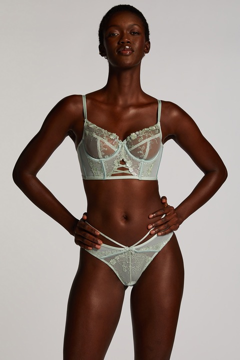 Hunkemoller, Дантелен сутиен с отвори отпред, Ментово зелено