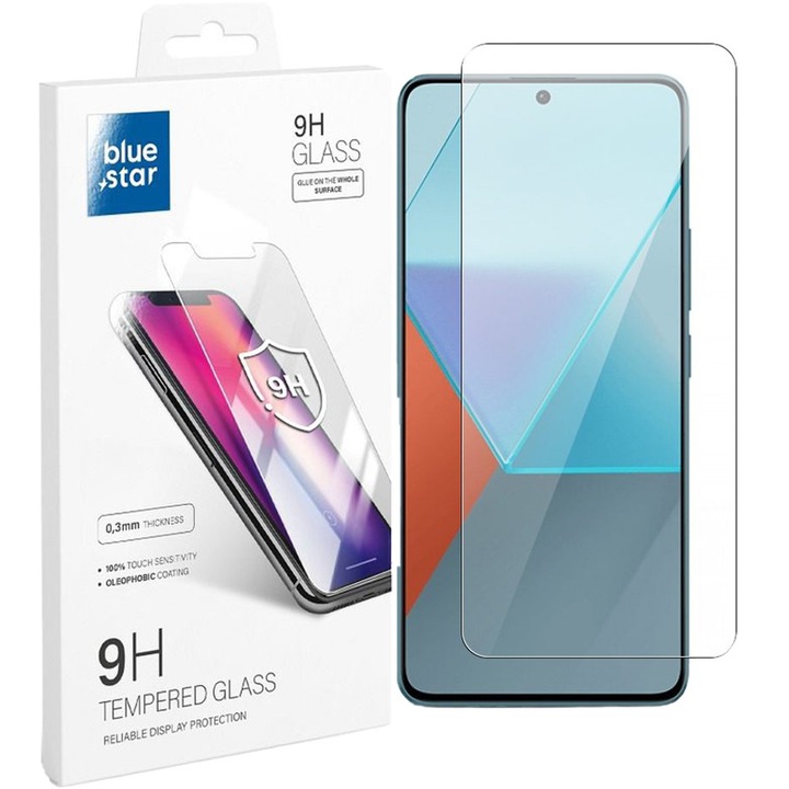 Xiaomi Redmi Note 13 Pro 4G / 5G / Poco M6 Pro 4G / X6 Pro 5G kompatibilis üvegfólia, előlapi, edzett, Bluestar