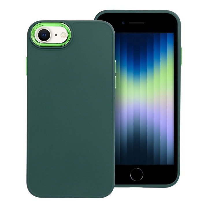 iPhone 7 / 8 / SE 2020 / SE 2022 kompatibilis szilikon hátlaptok, matt, zöld, Frame