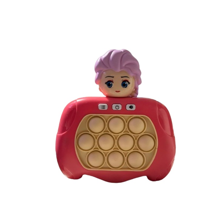 Pop It Elektronikus játék, konzol, hangokkal és fényekkel, stresszoldó, szenzoros, segíti a memóriát és a kézügyességet, modell Frozen Elsa Pink