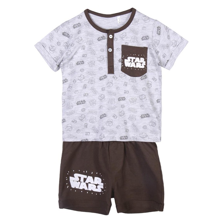 Pijama maneca scurta din bumbac, Star Wars 21146, Gri