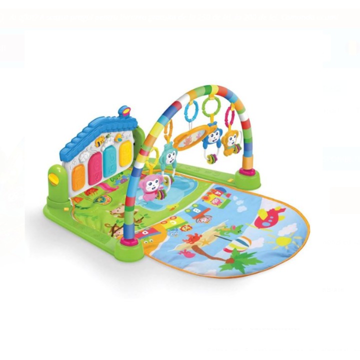 Saltea pentru bebe cu pian, cantece de leagan si lumina, multicolor